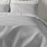 M&S Pure Cotton Geometric Sateen Bedding Set Grey GOODS M&S   