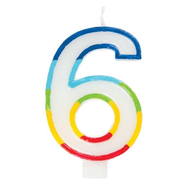 Number 6 Rainbow Candle 6th Birthday GOODS M&S   