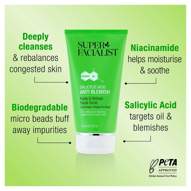 Super Facialist Salicylic Acid Anti Blemish Purify & Refresh Facial  Scrub   150ml GOODS M&S   