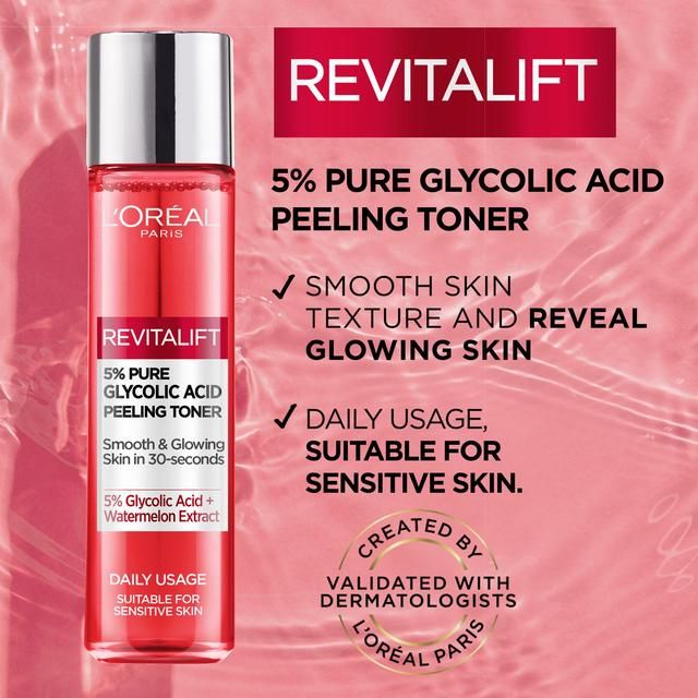 L'Oreal Paris 5% Glycolic Acid Peeling Toner For Smooth & Glowing Skin   180ml