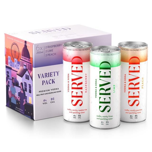 Served Hard Seltzer Variety Pack   6 x 250ml