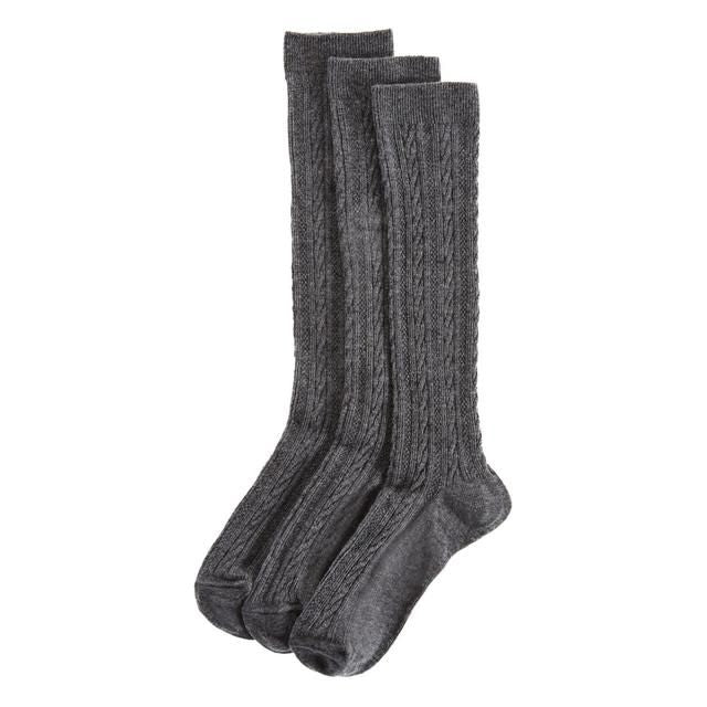 M&S Cable Knee High Socks Grey Marl 6-8    3 per pack