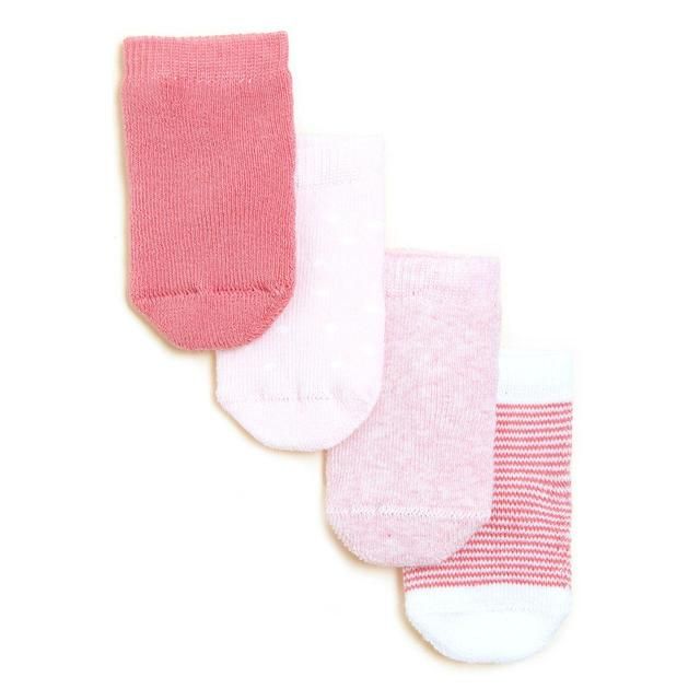 M&S Cotton Terry Baby Socks 0-24 Months Pink