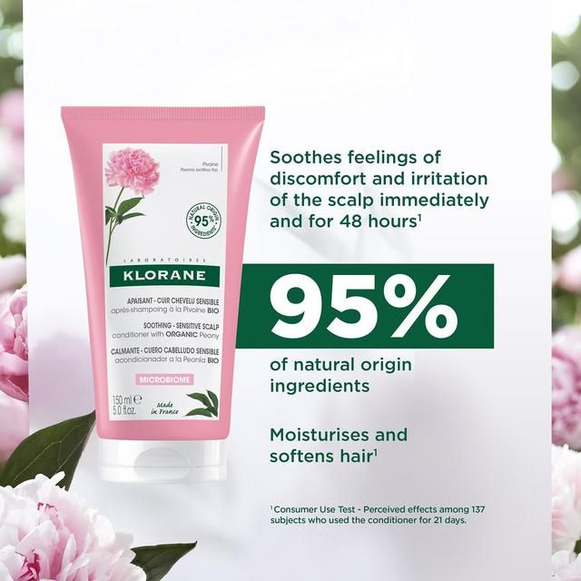 Klorane Soothing Conditioner with Organic Peony for Sensitive Scalps   150ml