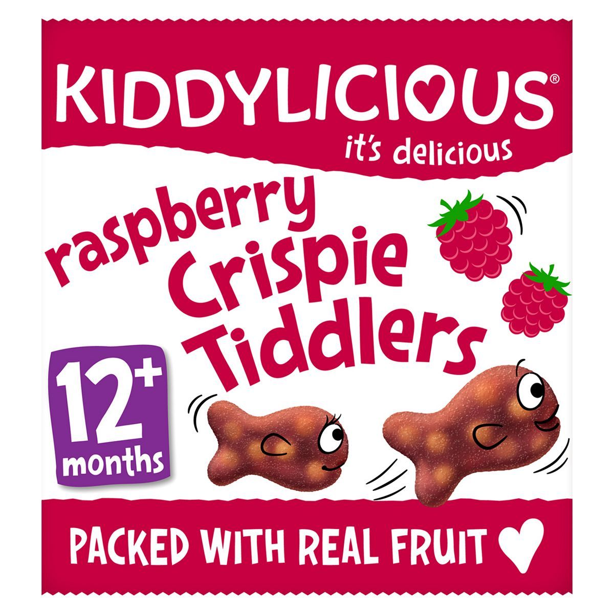 Kiddylicious Crispy Tiddlers, raspberry, infant snack, 12months+, 12g