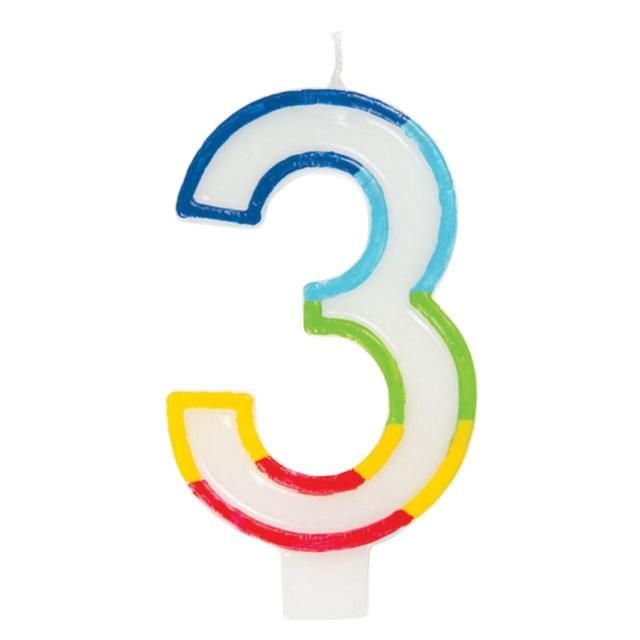 Number 3 Rainbow Candle 3rd Birthday GOODS M&S   