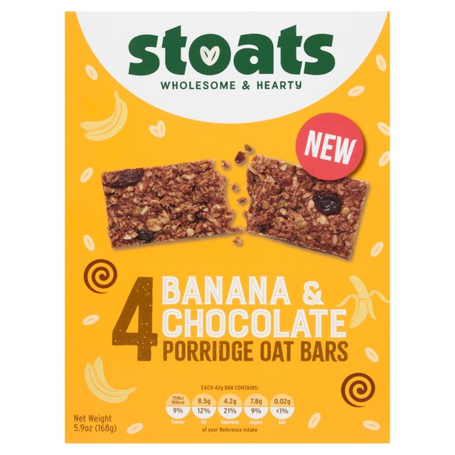 Stoats Banana & Chocolate Porridge Oat Bars   4 x 42g