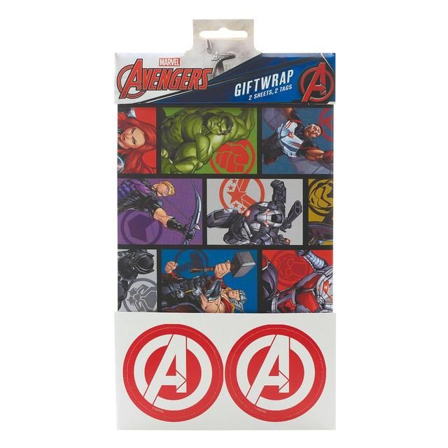 Marvel Avengers Gift Wrap Sheets & Tags   2 per pack GOODS M&S   