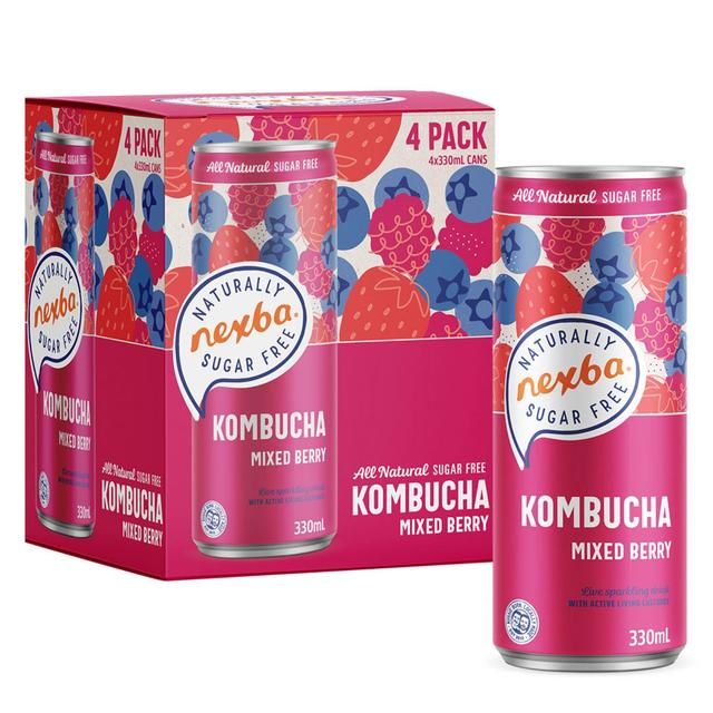 Nexba Mixed Berry Kombucha Can   4 x 330ml GOODS M&S   