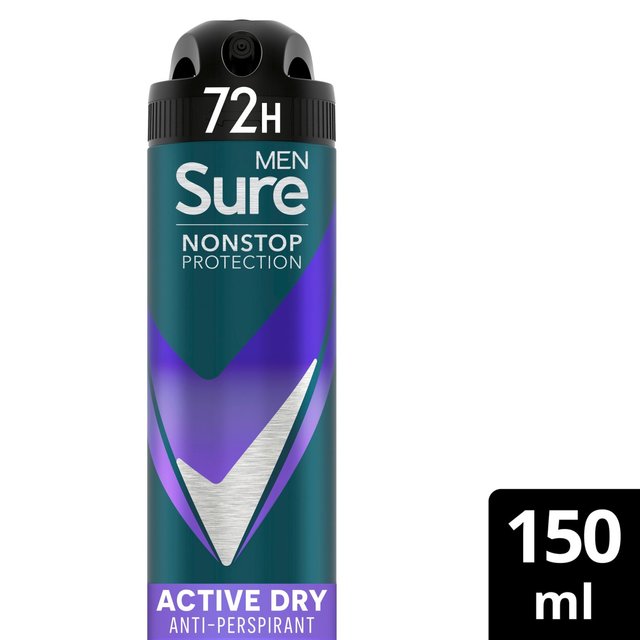 Sure Men 72hr Nonstop Protection Active Dry Antiperspirant Deodorant   150ml