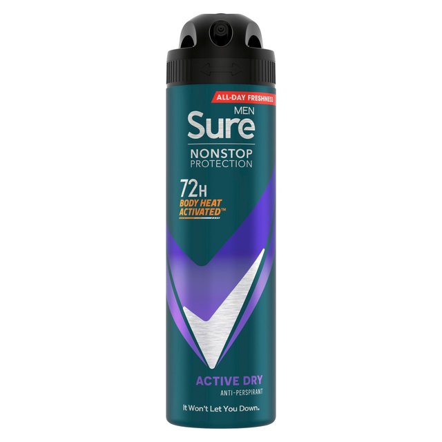 Sure Men 72hr Nonstop Protection Active Dry Antiperspirant Deodorant   150ml