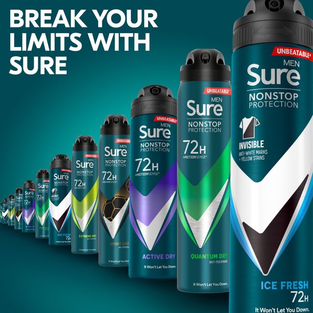 Sure Men 72hr Nonstop Protection Quantum Dry Antiperspirant Deodorant   250ml GOODS M&S   