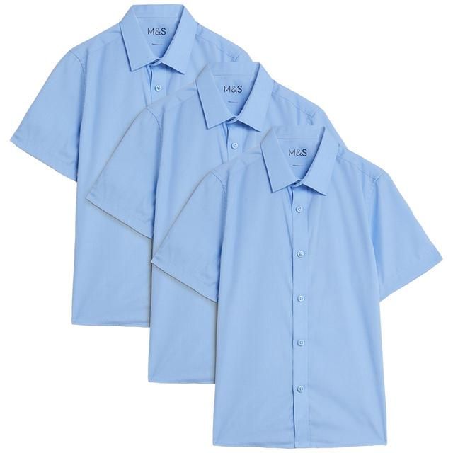 M&S Boys 3 Pack Regular Fit Shirt 3-14 Years GOODS M&S   