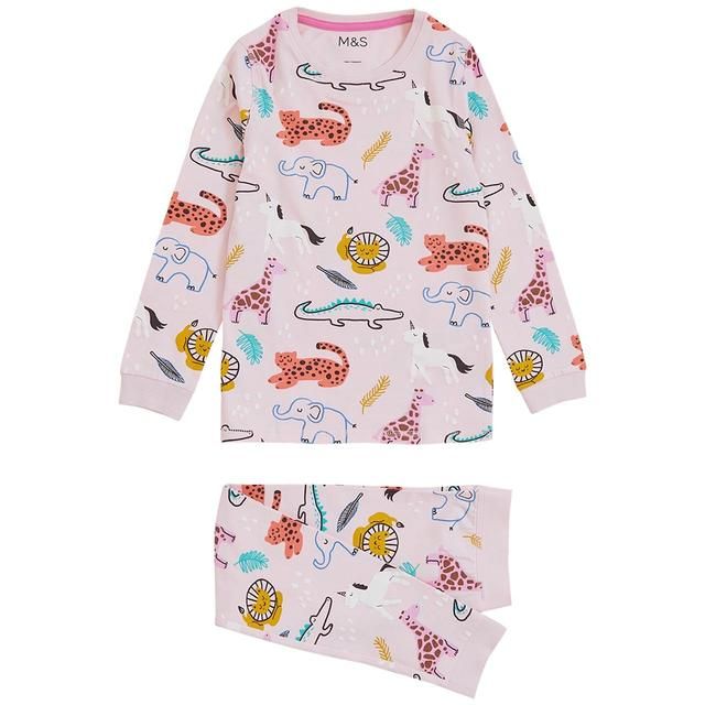 M&S Pure Cotton Animal Print Pyjamas 5-6 Y