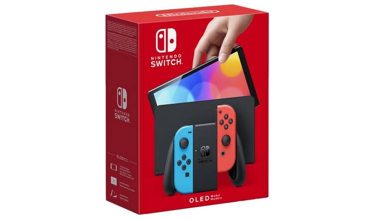 Nintendo Switch OLED Console - Neon Blue & Neon Red GOODS Argos