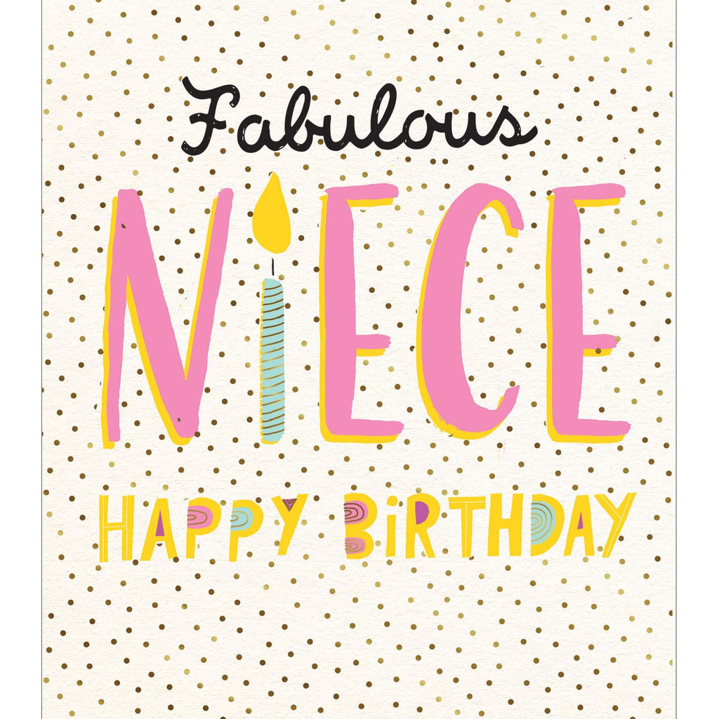 Pigment Productions Happy Birthday Niece Card Fabulous Niece Dotty Candle Greeting Card