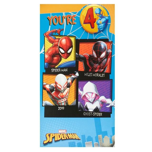 Spider Man 4th Birthday Card