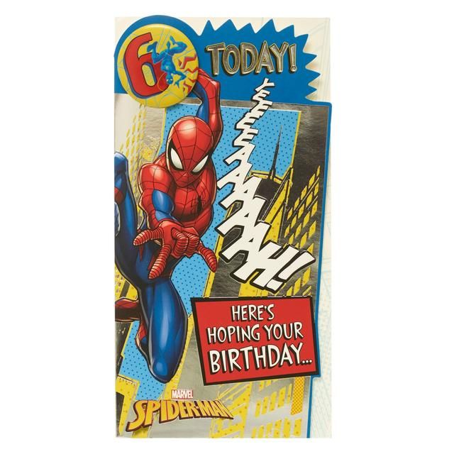 Spider Man 6th Birthday Card