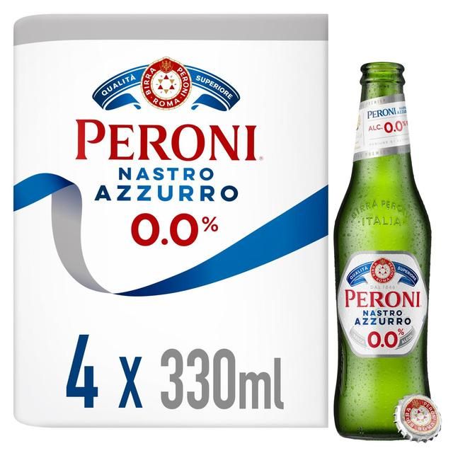 Peroni Nastro Azzurro 0% Alcohol Free Beer Lager Bottles   4 x 330ml GOODS M&S   