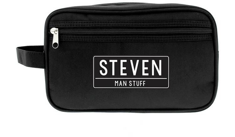 Personalised Message Free Text Black Toiletry Bag