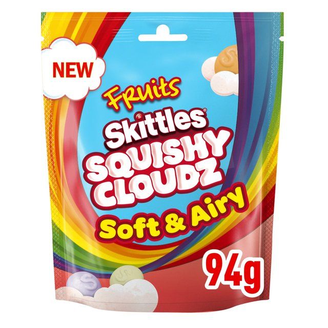 Skittles Squishy Cloudz Chewy Sweets Fruit Flavoured  Sweets Pouch Bag   94g