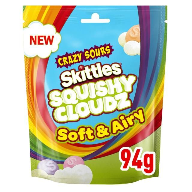 Skittles Squishy Cloudz Sour Sweets Fruit Flavoured  Sweets Pouch Bag   94g