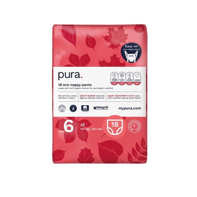 Pura Eco Nappy Pants Size 6 (14Kg+) Mega Pack   6 x 18 per pack