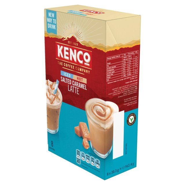 Kenco Salted Caramel Iced Hot Latte Instant Coffee 8 Sachets   8 per pack