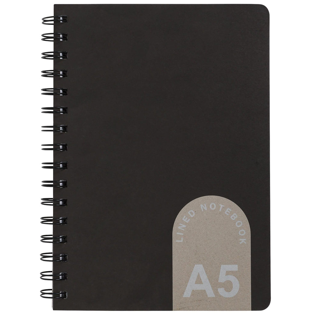 Sainsbury's Home Lined Spiralbound Notebook Black/White/Grey A5