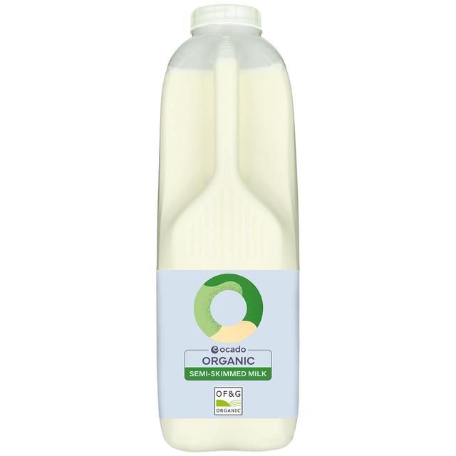 Ocado Organic British Semi Skimmed Milk 2 Pints   1.136L