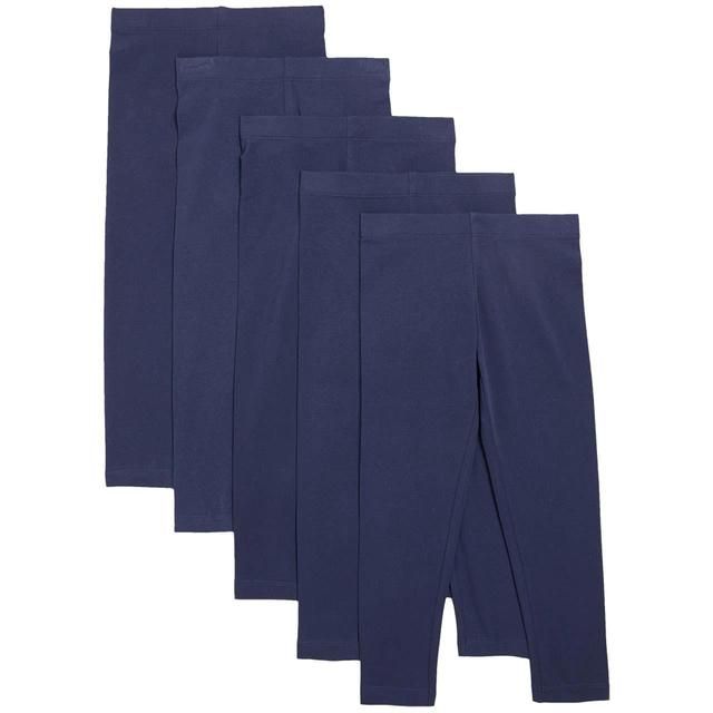 M&S 5pk Cotton Rich Plain Legging Navy 2-7 Y GOODS M&S   