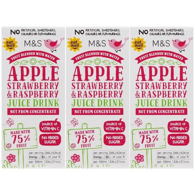 M&S Apple Strawberry & Raspberry Juice Drink   3 x 200ml GOODS M&S   