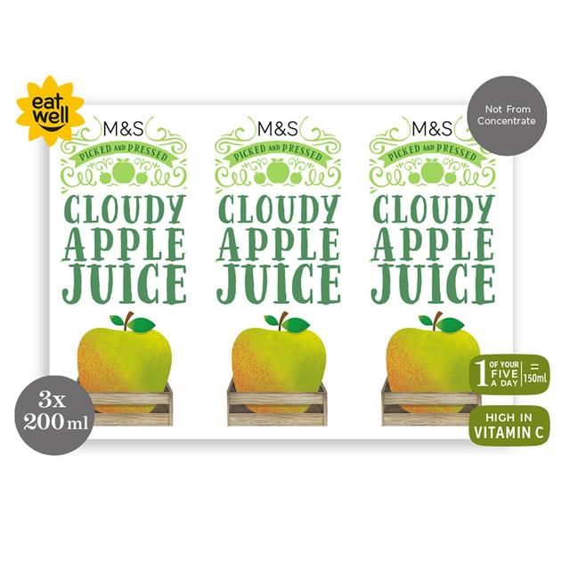 M&S Cloudy Apple Juice   3 x 200ml GOODS M&S   