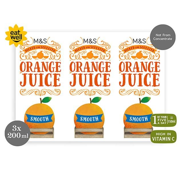 M&S Smooth Orange Juice   3 x 200ml