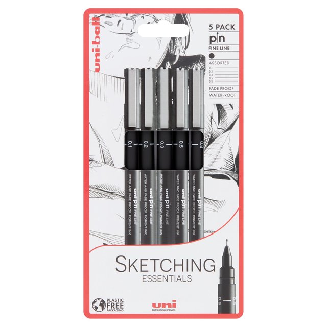 Uni-ball Uni Pin Sketching Essentials Fineliner Drawing Pens   5 per pack