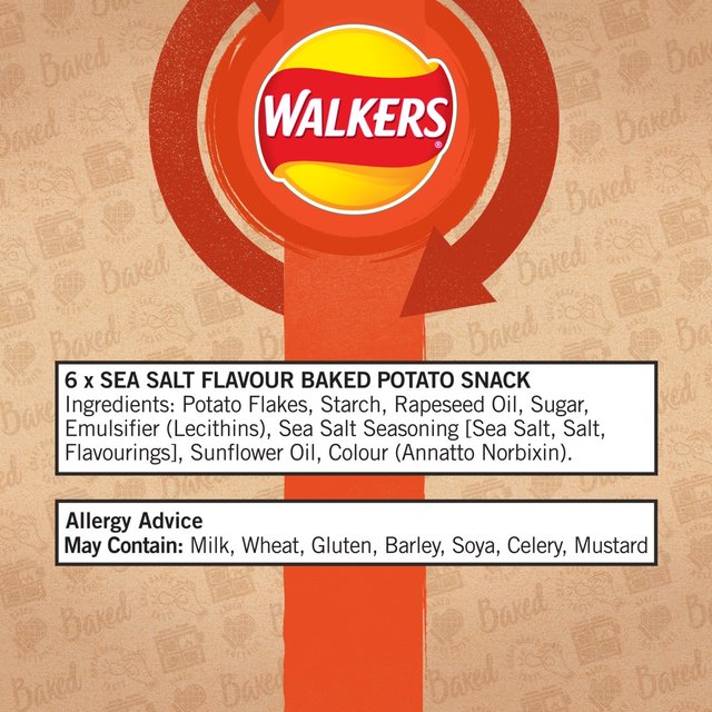 Walkers Baked Sea Salt Multipack Snacks   6 per pack