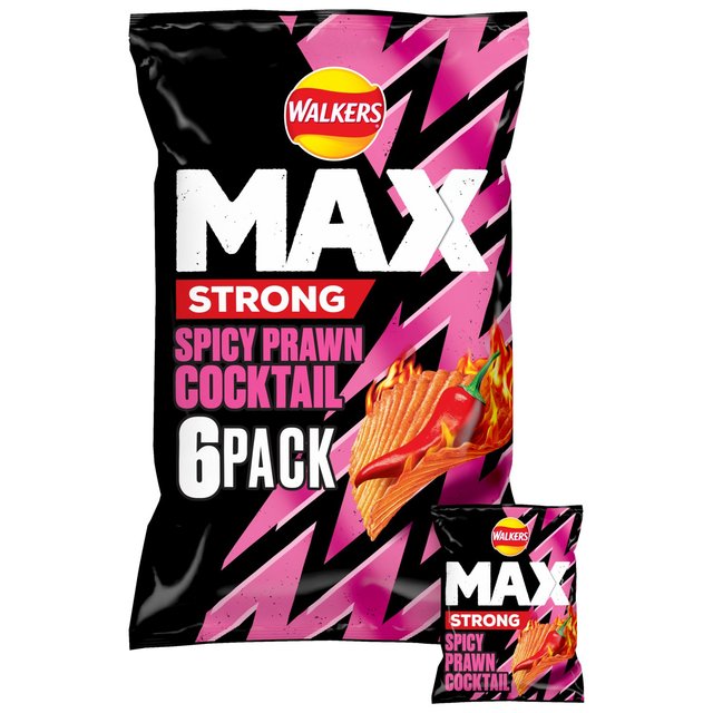 Walkers Max Strong Fiery Prawn Cocktail Multipack Crisps   6 per pack GOODS M&S   