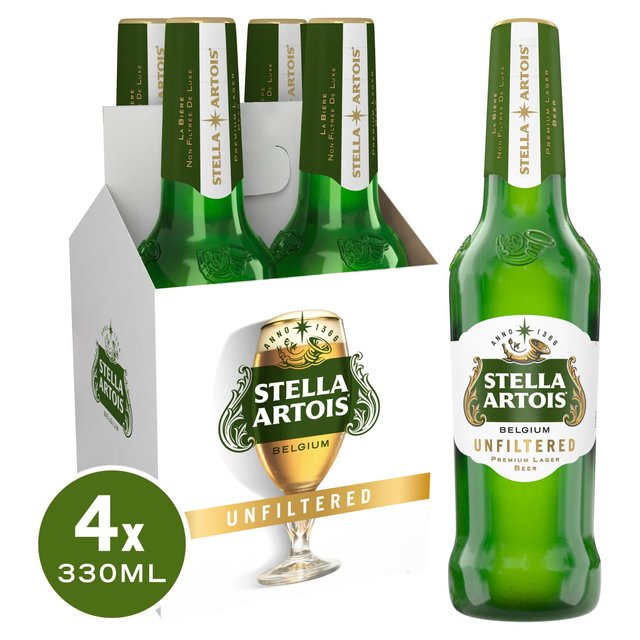 Stella Artois Unfiltered Lager Bottle   4 x 330ml GOODS M&S   