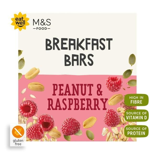 M&S 4 Peanut and Raspberry Breakfast Bars   4 x 38g GOODS M&S   