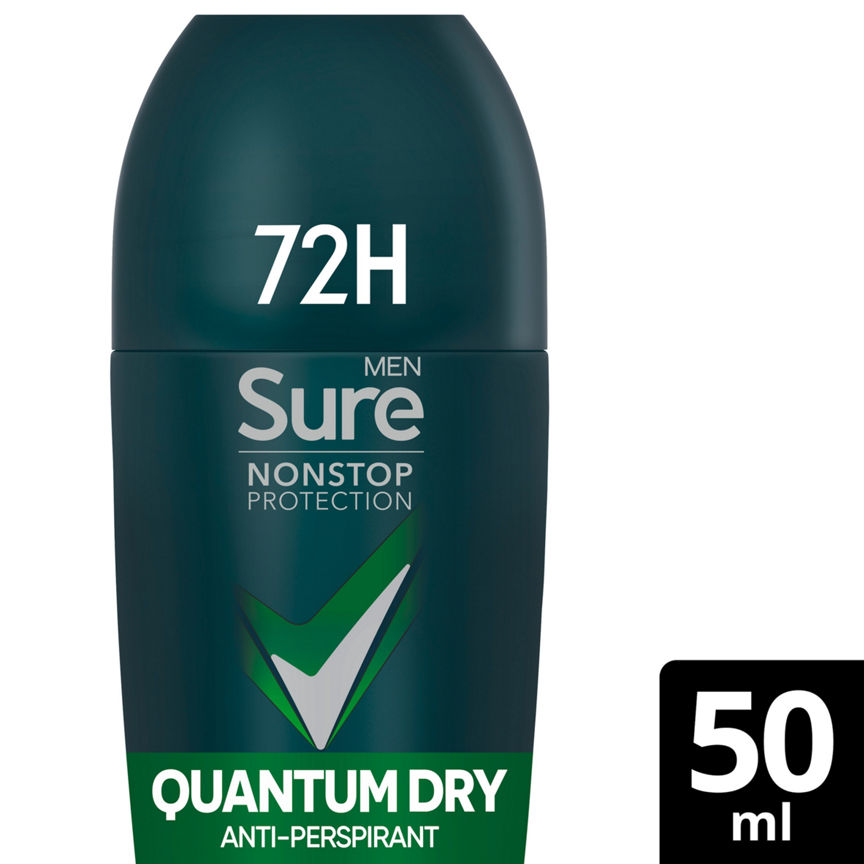 Sure Men Antiperspirant Deodorant Roll On Nonstop Quantum Dry GOODS ASDA   