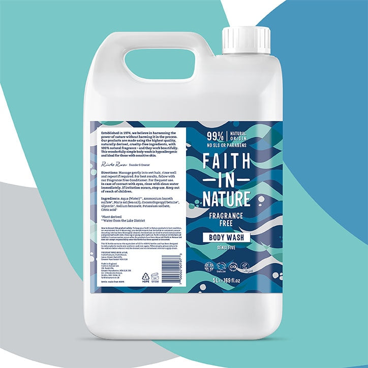 Faith in Nature Fragrance Free Body Wash 5L - McGrocer
