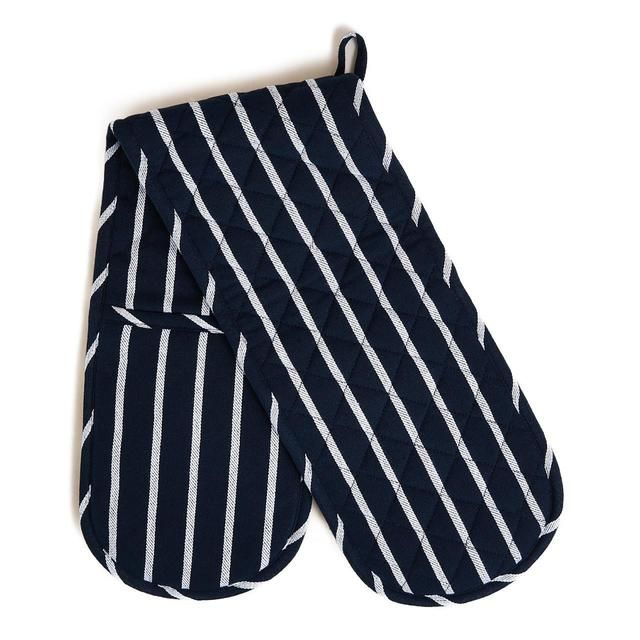 M&S Butchers Stripe Double Oven Glove '1SIZE Navy GOODS M&S   