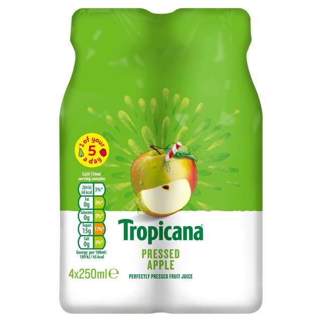 Tropicana Pressed Apple Fruit Juice   4 x 250ml