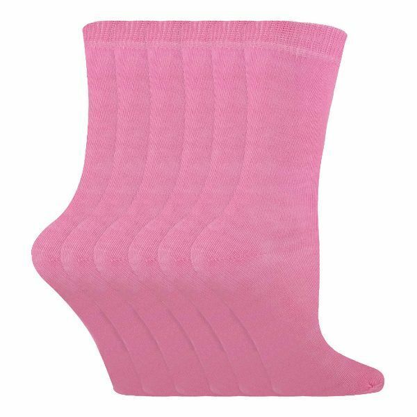 Sock Snob 6 Pk Childrens Solid Colour Cotton Socks 12-3 UK GOODS Superdrug Pink  