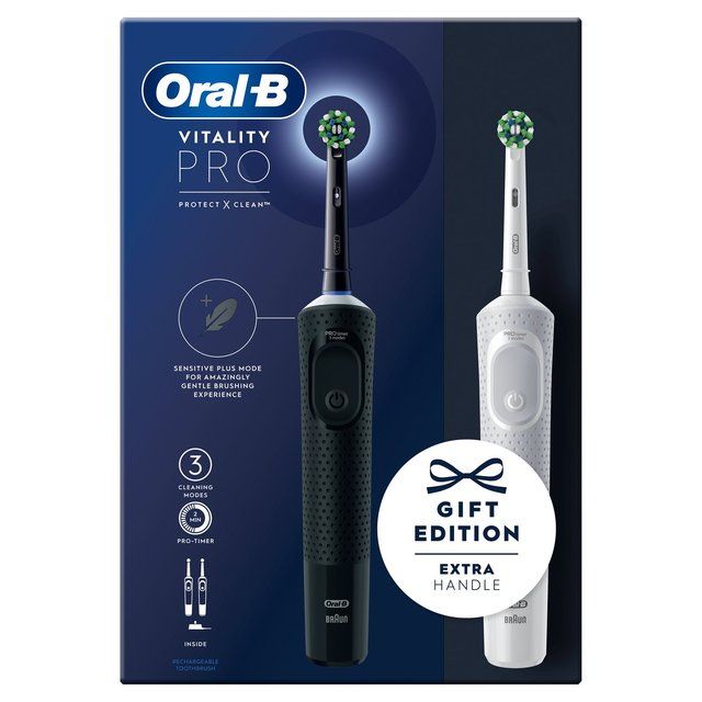 Oral-B Vitality PRO Black & white Electric Toothbrush Duo Pack   2 per pack