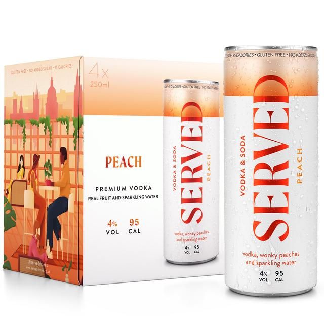 Served Peach Hard Seltzer   4 x 250ml GOODS M&S   