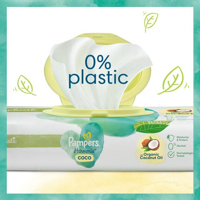 Pampers Harmonie Coco Plastic Free Wipes 3 Pack   132 per pack