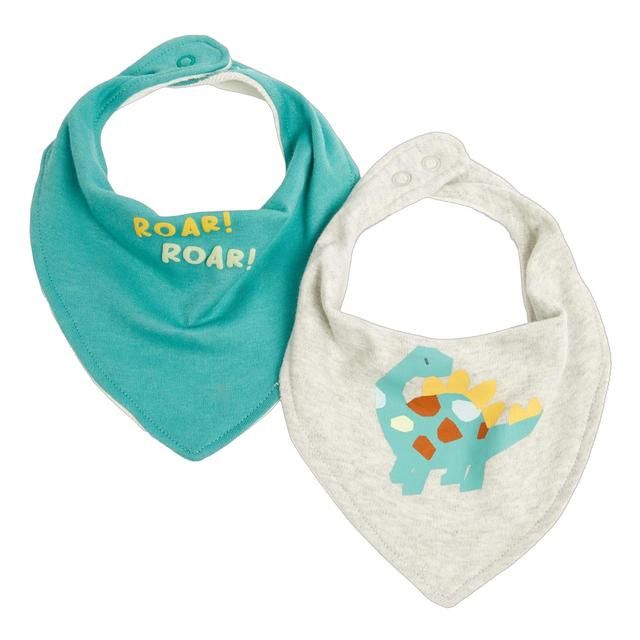 M&S 2PK Dino Bibs 1 size Grey Mix   2 x 1 per pack