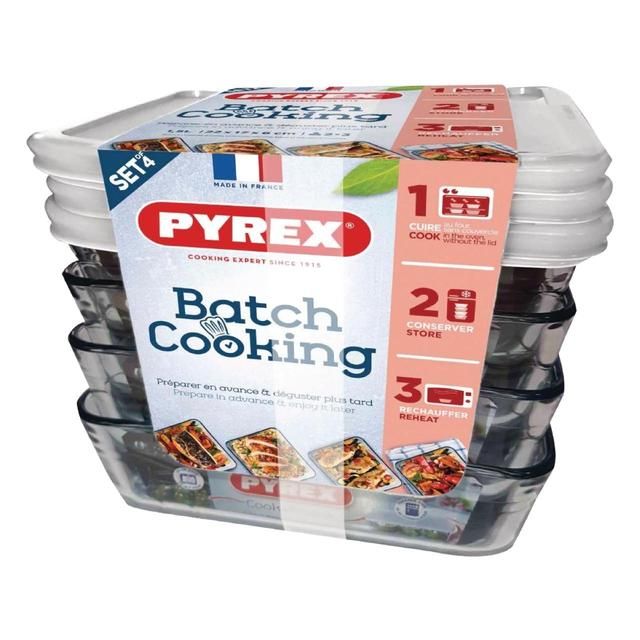 Pyrex Cook & Freeze 4 piece Batch Cook Set   4 per pack