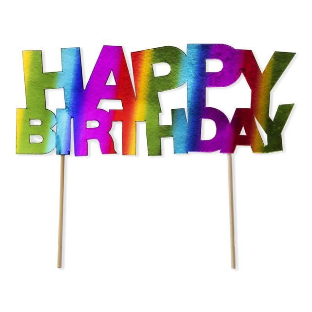 Rainbow Happy Birthday Foil Cake Topper GOODS M&S   